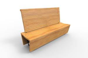 mała architektura, ławka, logo, oparcie z drewna, siedzisko z drewna, wysokie oparcie