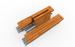 mała architektura, dwustronna, ławka, oparcie z drewna, siedzisko z drewna, wysokie oparcie