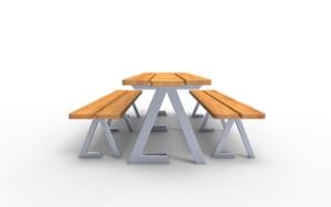 mała architektura, dwustronna, komplet piknikowy, ława, siedzisko z drewna, stół