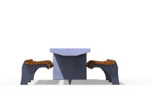 mała architektura, beton, beton architektoniczy, inne, komplet piknikowy, ława, siedzisko z drewna, stół, stylizowane