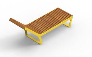 mała architektura, ławka, leżanka, oparcie z drewna, siedzisko z drewna