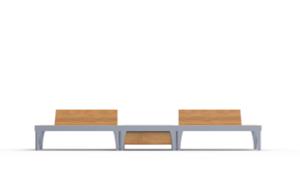 mała architektura, dwustronna, ławka, modułowe, oparcie z drewna, prostokątna, siedzisko z drewna