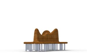 mała architektura, ławka, cena za metr bieżacy, długość mierzona po dłuższym boku, dwustronna, modułowe, po łuku / okrągła, wysokie oparcie