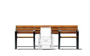 mała architektura, dla seniorów, ławka, niepełnosprawni, oparcie z drewna, siedzisko z drewna, stół, stolik, stylizowane