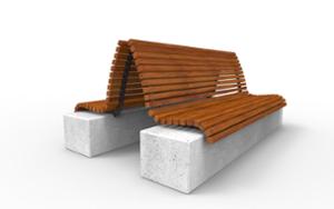mała architektura, beton, beton architektoniczy, ławka, oparcie z drewna, siedzisko z drewna