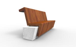 mała architektura, ławka, beton, beton architektoniczy, modułowe, oparcie z drewna, siedzisko z drewna