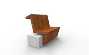 mała architektura, beton, beton architektoniczy, ławka, modułowe, oparcie z drewna, siedzisko z drewna