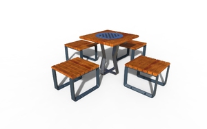 mała architektura, aluminium, inne, komplet piknikowy, ławka, meble dla warszawy, niepełnosprawni, obrotowa szachownica, odlew aluminiowy, oparcie z drewna, siedzisko z drewna, stół, szachy