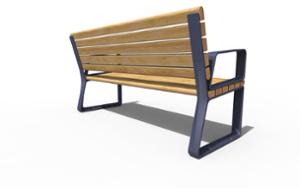 mała architektura, ławka, aluminium, meble dla warszawy, odlew aluminiowy, oparcie z drewna, podłokietnik, siedzisko z drewna