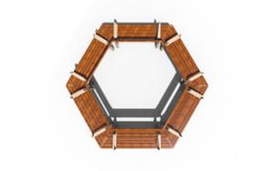 mała architektura, aluminium, ławka, meble dla warszawy, modułowe, odlew aluminiowy, oparcie z drewna, podłokietnik, po łuku / okrągła, siedzisko z drewna