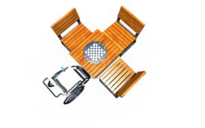 mała architektura, inne, ławka, aluminium, komplet piknikowy, meble dla warszawy, niepełnosprawni, obrotowa szachownica, odlew aluminiowy, oparcie z drewna, siedzisko z drewna, stół, szachy