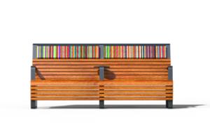 mała architektura, biblioteka społeczna, bibliotek małego człowieka, ławka, strefa relaksu, wysokie oparcie