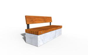mała architektura, beton, beton architektoniczy, deskowanie pionowe, ławka, oparcie z drewna, siedzisko z drewna