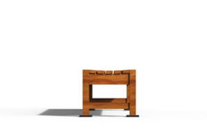 mała architektura, ława, logo, podłokietnik, siedzisko z drewna, stylizowane
