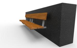 [translation-not-found:street-furniture], ławka, beton, beton architektoniczny, do ściany, oparcie z drewna, siedzisko z drewna