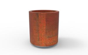 [translation-not-found:street-furniture], donica, corten, logo, po łuku / okrągła, stal
