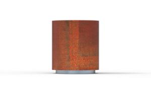 [translation-not-found:street-furniture], donica, corten, logo, po łuku / okrągła, stal