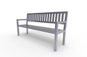 [translation-not-found:street-furniture], ławka, logo, oparcie ze stali, siedzisko ze stali, stal