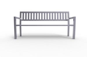 [translation-not-found:street-furniture], ławka, logo, oparcie ze stali, siedzisko ze stali, stal