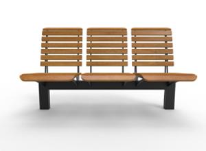 [translation-not-found:street-furniture], ławka, modułowe, oparcie z drewna, siedzisko z drewna