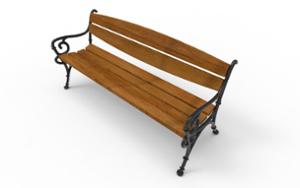 [translation-not-found:street-furniture], ławka, logo, oparcie z drewna, podłokietnik, siedzisko z drewna, stylizowane