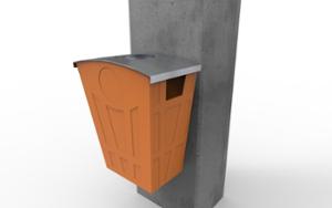 [translation-not-found:street-furniture], kosz, do ściany, popielniczka bezpieczna, stal, wrzut z boku