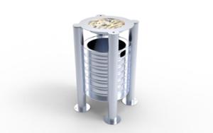 [translation-not-found:street-furniture], kosz, daszek, popielniczka z oryginalnym systemem czyszczenia i opróżniania piasku, wrzut z boku