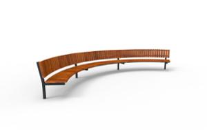 [translation-not-found:street-furniture], ławka, cena za metr bieżacy, długość mierzona po dłuższym boku, oparcie z drewna, po łuku / okrągła, siedzisko z drewna, wysokie oparcie