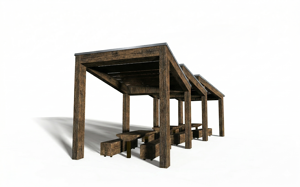 [translation-not-found:street-furniture], autre, kłoda, komplet piknikowy, wiata