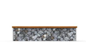 [translation-not-found:street-furniture], ława, gabion, kłoda, na murku, siedzisko z drewna