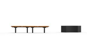 [translation-not-found:street-furniture], ława, po łuku / okrągła, siedzisko z drewna