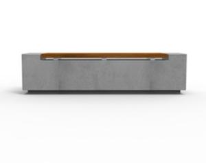 [translation-not-found:street-furniture], ława, beton, beton architektoniczny, na murku, siedzisko z drewna