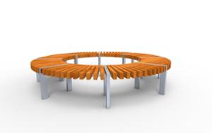 [translation-not-found:street-furniture], ława, deskowanie poprzeczne, modułowe, po łuku / okrągła, siedzisko z drewna