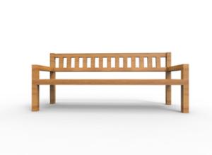 [translation-not-found:street-furniture], ławka, drewno, oparcie z drewna, podłokietnik, siedzisko z drewna, stylizowane