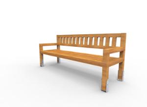 [translation-not-found:street-furniture], ławka, drewno, oparcie z drewna, podłokietnik, siedzisko z drewna, stylizowane