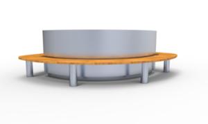 [translation-not-found:street-furniture], donica, ława, ławka, drewno, oparcie ze stali, po łuku / okrągła, siedzisko z drewna, stal