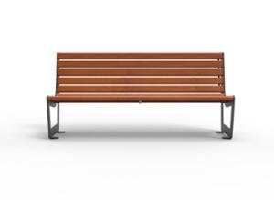 [translation-not-found:street-furniture], ławka, logo, oparcie z drewna, siedzisko z drewna