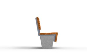 [translation-not-found:street-furniture], ławka, beton, beton architektoniczny, na murku, oparcie z drewna, siedzisko z drewna