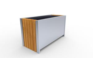 [translation-not-found:street-furniture], donica, drewno, logo, mobilna (do przestawiania paleciakiem), prostokątna, stal
