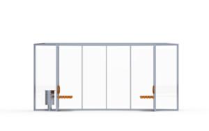 [translation-not-found:street-furniture], autre, ławka, oparcie z drewna, siedzisko z drewna, szkło, wiata, wiata przystankowa