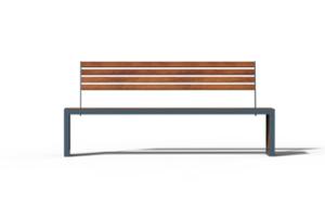 [translation-not-found:street-furniture], ławka, logo, oparcie z drewna, siedzisko z drewna