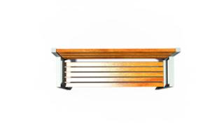 [translation-not-found:street-furniture], ławka, logo, oparcie z drewna, podłokietnik, siedzisko z drewna, stylizowane