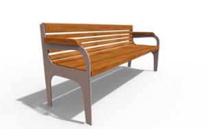 [translation-not-found:street-furniture], ławka, oparcie z drewna, podłokietnik, siedzisko z drewna, stylizowane