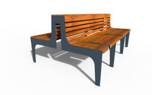 [translation-not-found:street-furniture], ławka, parking rowerowy, dwustronna, logo, na koło, oparcie z drewna, siedzisko z drewna, wielostanowiskowy