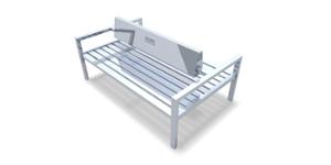 [translation-not-found:street-furniture], ławka, dwustronna, logo, oparcie ze stali, podłokietnik, siedzisko ze stali