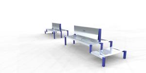 [translation-not-found:street-furniture], ławka, dwustronna, logo, oparcie ze stali, siedzisko ze stali