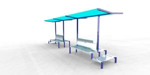 [translation-not-found:street-furniture], ławka, dwustronna, logo, oparcie ze stali, siedzisko ze stali, wiata przystankowa