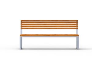 [translation-not-found:street-furniture], ławka, logo, oparcie z drewna, siedzisko z drewna