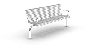 [translation-not-found:street-furniture], ławka, logo, oparcie ze stali, podłokietnik, siedzisko ze stali