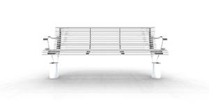[translation-not-found:street-furniture], ławka, logo, oparcie ze stali, podłokietnik, siedzisko ze stali